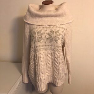 LB Womens Cream & Silver sparkly holiday sweater